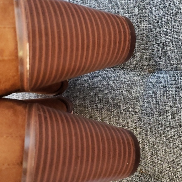 Coutgo Chelsea Chunky Block Stacked Heel Square Toe Ankle Boots Dk Tan Size 9.5 - Picture 8 of 12